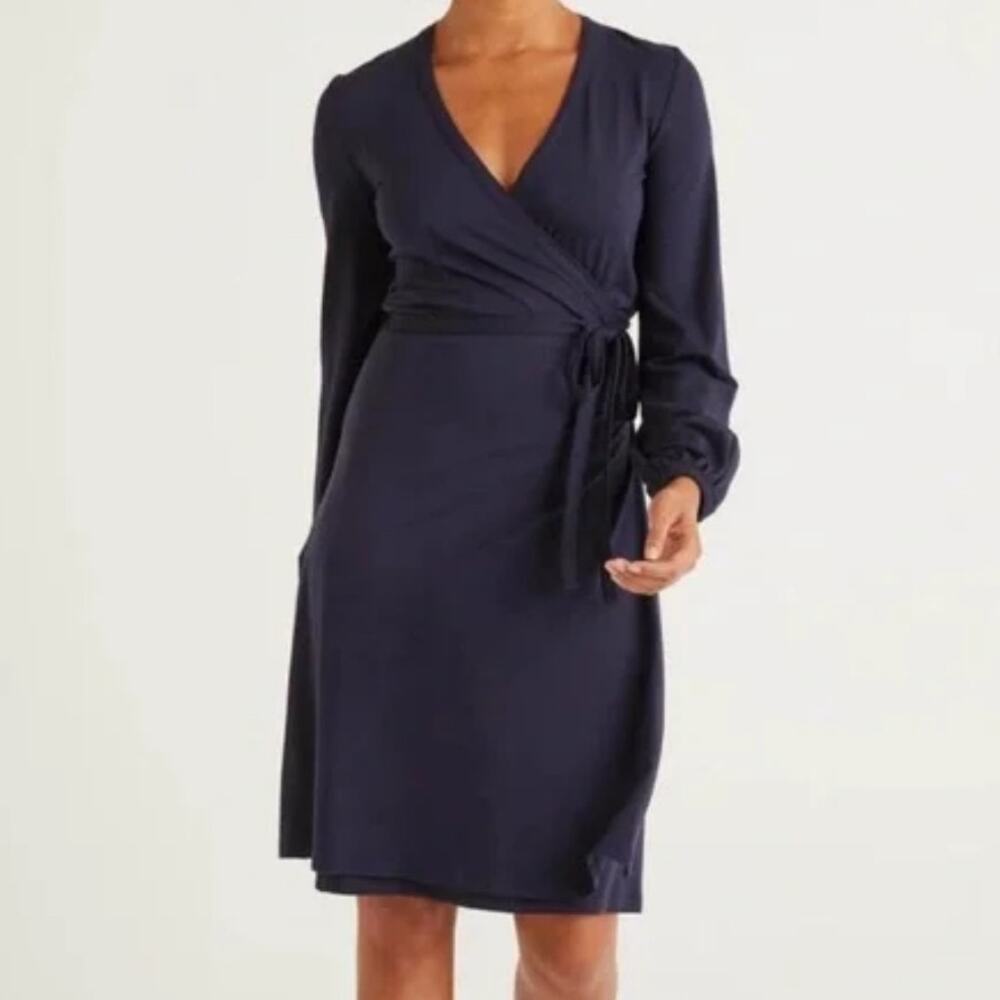 Nwt Mess Bebe Wrap Dress Navy Tone Women's Size large